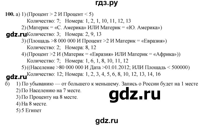 ГДЗ по информатике 9 класс Босова рабочая тетрадь Базовый уровень задание - 100, Решебник 2024