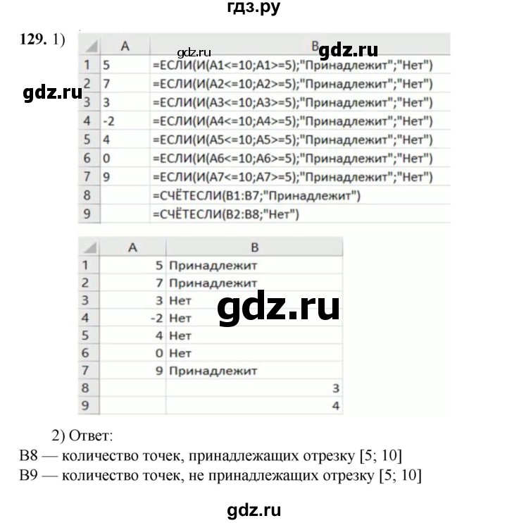 ГДЗ по информатике 9 класс Босова рабочая тетрадь Базовый уровень задание - 129, Решебник 2024