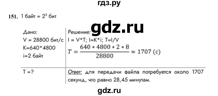 ГДЗ по информатике 9 класс Босова рабочая тетрадь Базовый уровень задание - 151, Решебник 2024