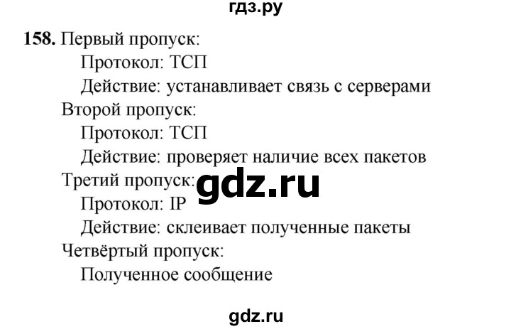 ГДЗ по информатике 9 класс Босова рабочая тетрадь Базовый уровень задание - 158, Решебник 2024