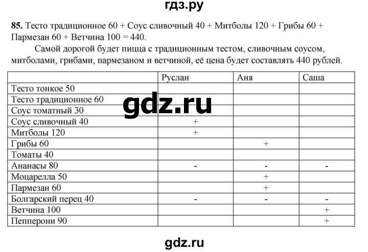 ГДЗ по информатике 9 класс Босова рабочая тетрадь Базовый уровень задание - 85, Решебник 2024