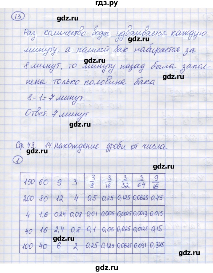 ГДЗ по математике 6 класс Рудницкая рабочая тетрадь к учебнику Виленкина  часть 1. страница - 43, Решебник №1