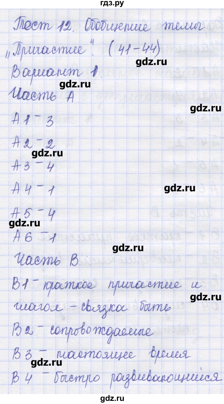 ГДЗ тест 12. вариант 1 русский язык 7 класс контрольные измерительные  материалы Потапова