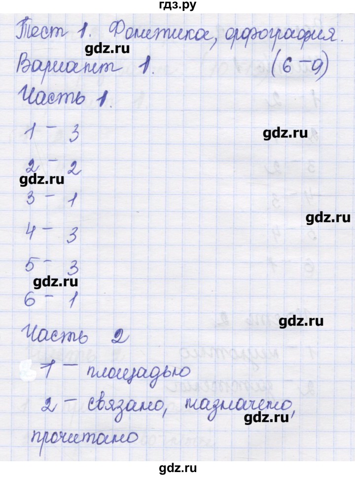 ГДЗ по русскому языку 8 класс Никулина контрольные измерительные материалы  тест 1. вариант - 1, Решебник