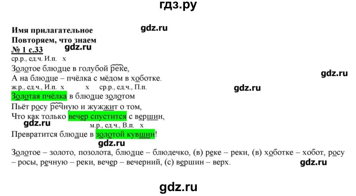 ГДЗ по русскому языку 4 класс Тихомирова рабочая тетрадь (к учебнику Климанова)  часть 2. страница - 33, Решебник №1