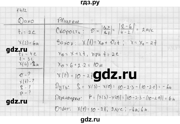 ГДЗ по физике 7‐9 класс  Перышкин Сборник задач  номер - 1412, Решебник