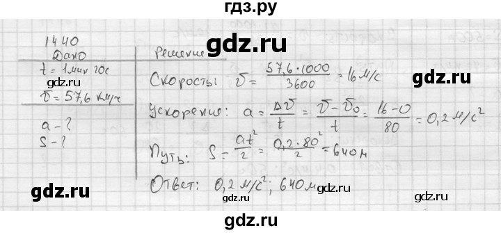 ГДЗ по физике 7‐9 класс  Перышкин Сборник задач  номер - 1440, Решебник