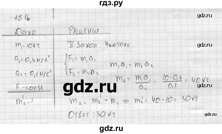 ГДЗ по физике 7‐9 класс  Перышкин Сборник задач  номер - 1516, Решебник
