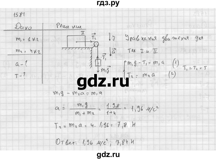 ГДЗ по физике 7‐9 класс  Перышкин Сборник задач  номер - 1581, Решебник