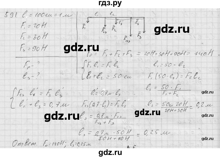 ГДЗ по физике 7‐9 класс  Перышкин Сборник задач  номер - 591, Решебник