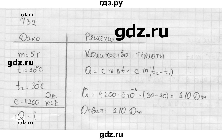 ГДЗ по физике 7‐9 класс  Перышкин Сборник задач  номер - 732, Решебник