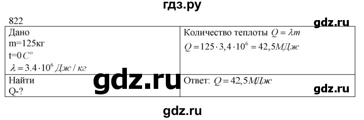 ГДЗ по физике 7‐9 класс  Перышкин Сборник задач  номер - 822, Решебник