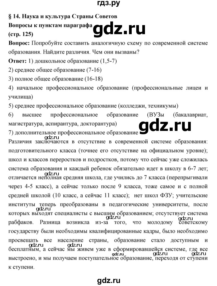 ГДЗ по истории 10 класс Волобуев   страница - 125, Решебник
