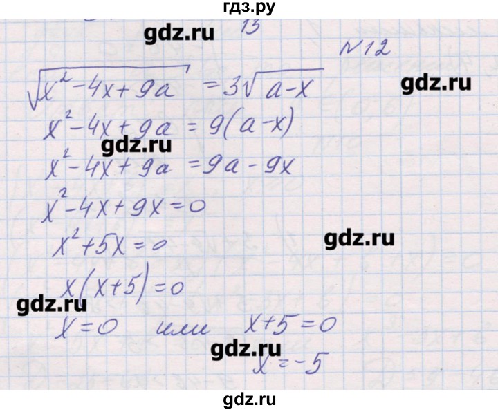 ГДЗ по алгебре 9 класс Звавич дидактические материалы  упражнения с параметрами / вариант 2 - 12, Решебник 