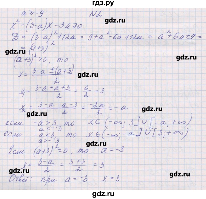 ГДЗ по алгебре 9 класс Звавич дидактические материалы  упражнения с параметрами / вариант 2 - 2, Решебник 