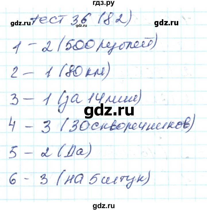 ГДЗ по математике 4 класс Истомина тестовые задания  тест - 36, Решебник