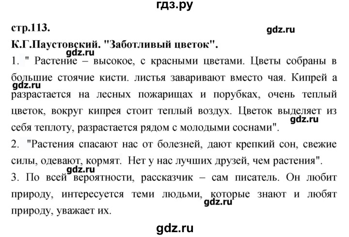 ГДЗ по литературе 3 класс Кубасова   часть 4 (страницы) - 113, Решебник