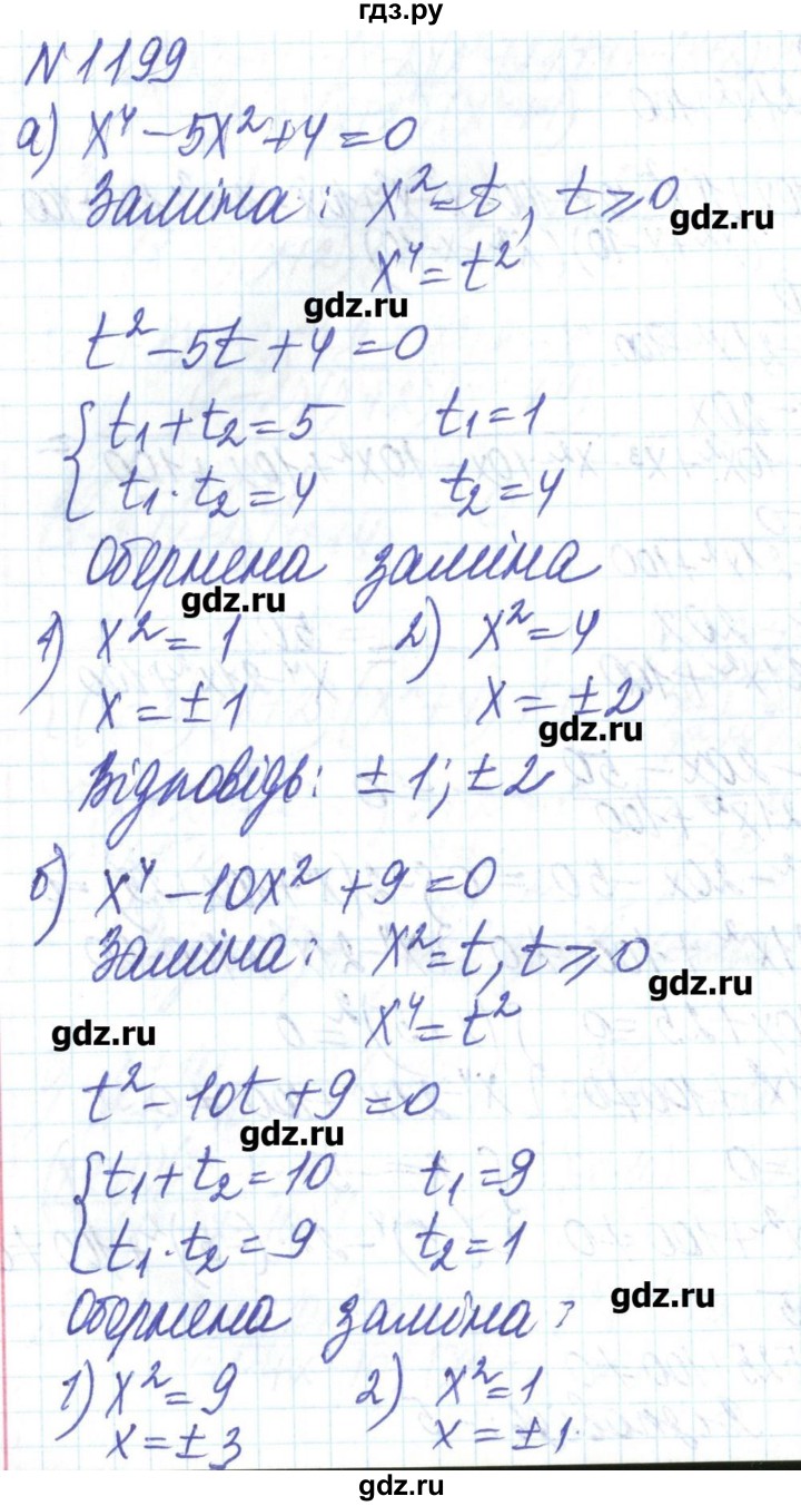 ГДЗ по алгебре 8 класс Бевз   вправа - 1199, Решебник