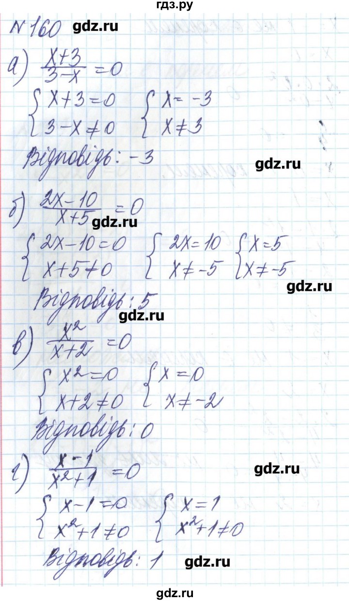 ГДЗ по алгебре 8 класс Бевз   вправа - 160, Решебник