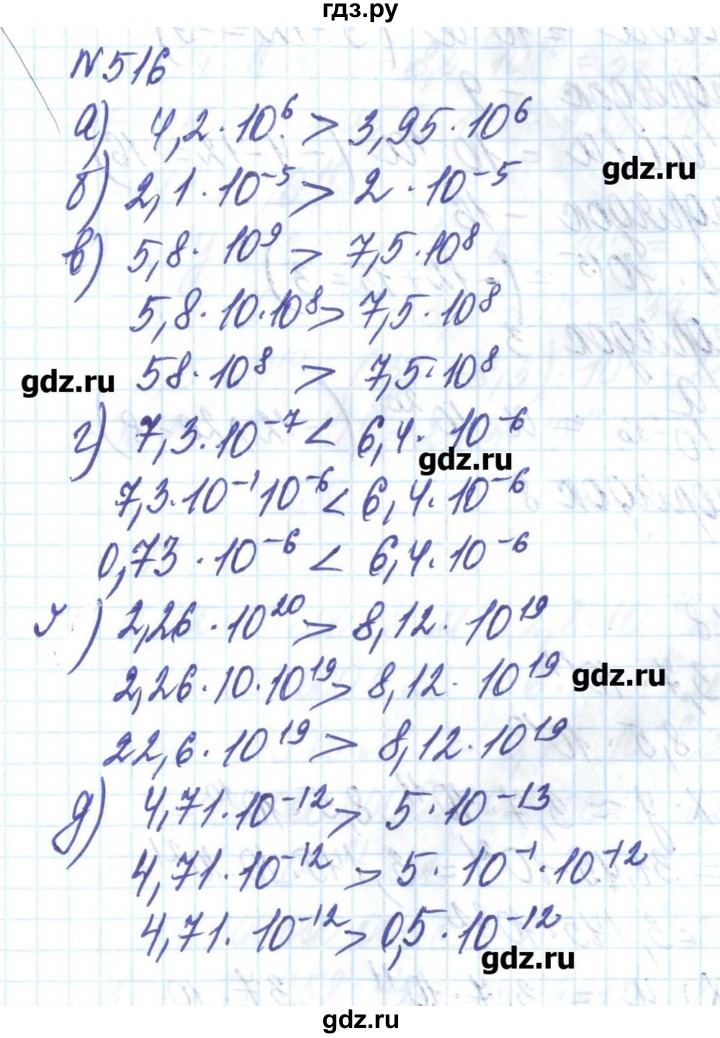 ГДЗ по алгебре 8 класс Бевз   вправа - 516, Решебник