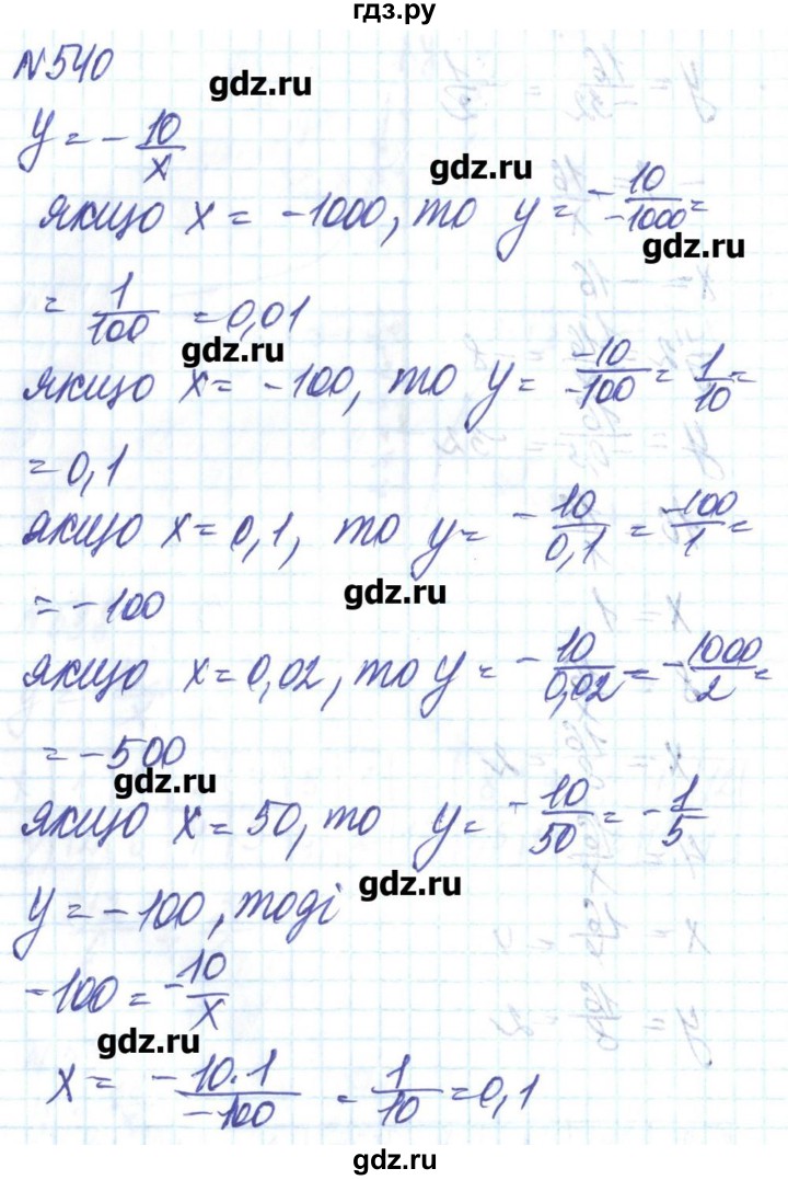 ГДЗ по алгебре 8 класс Бевз   вправа - 540, Решебник