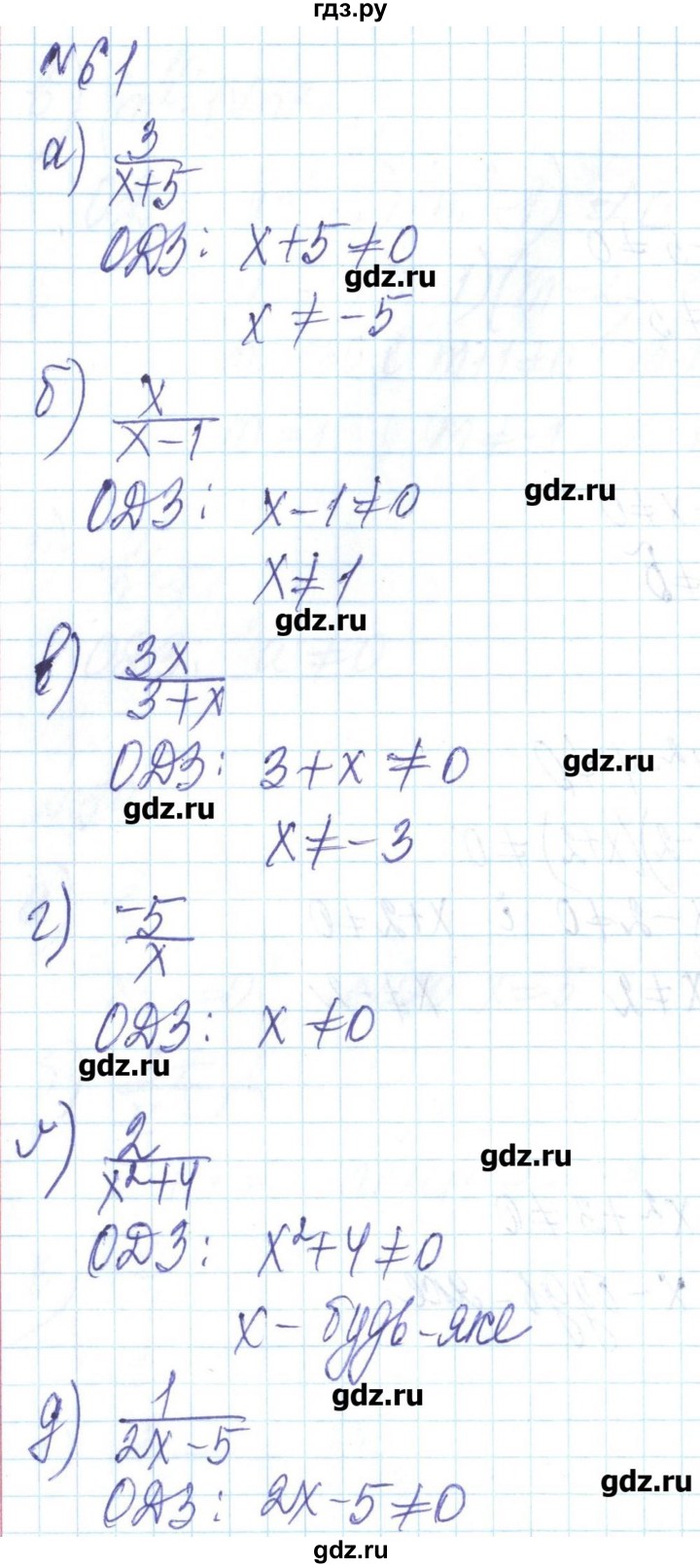 ГДЗ по алгебре 8 класс Бевз   вправа - 61, Решебник