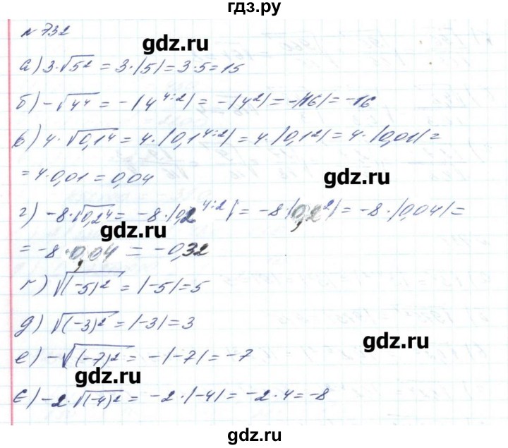 ГДЗ по алгебре 8 класс Бевз   вправа - 732, Решебник