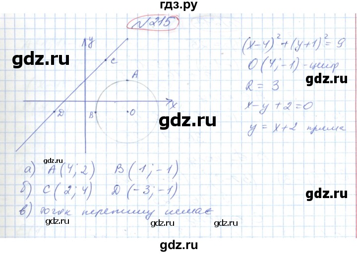 ГДЗ по геометрии 9 класс Ершова   завдання - 215, Решебник №1