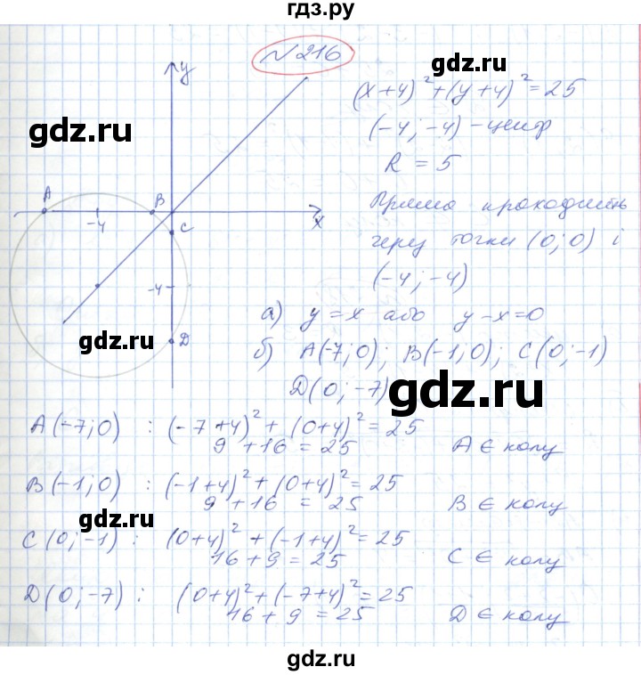 ГДЗ по геометрии 9 класс Ершова   завдання - 216, Решебник №1