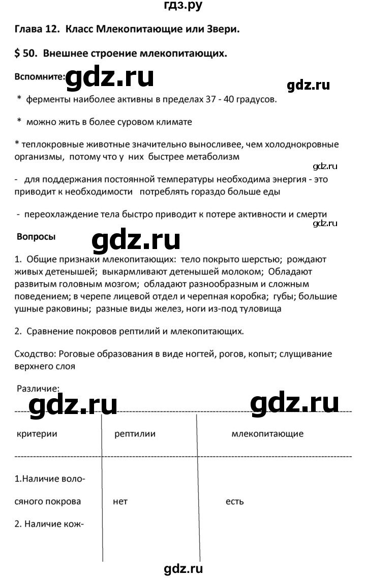 ГДЗ параграф 50 биология 8 класс Константинов, Бабенко