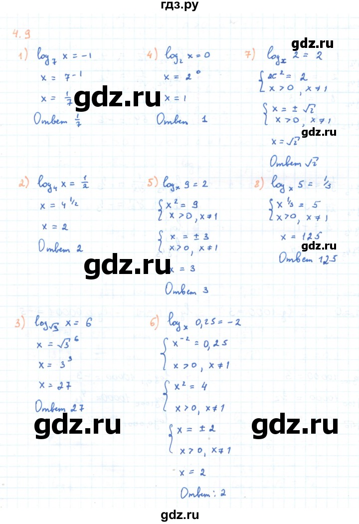 ГДЗ по алгебре 11 класс Мерзляк  Углубленный уровень параграф 4 - 4.9, Решебник