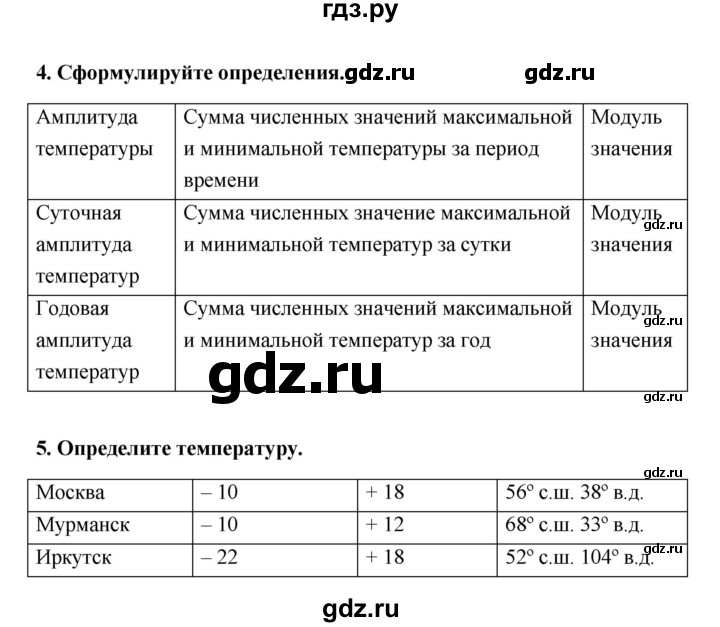 ГДЗ по географии 6 класс Болотникова тетрадь-практикум   страница - 52, Решебник