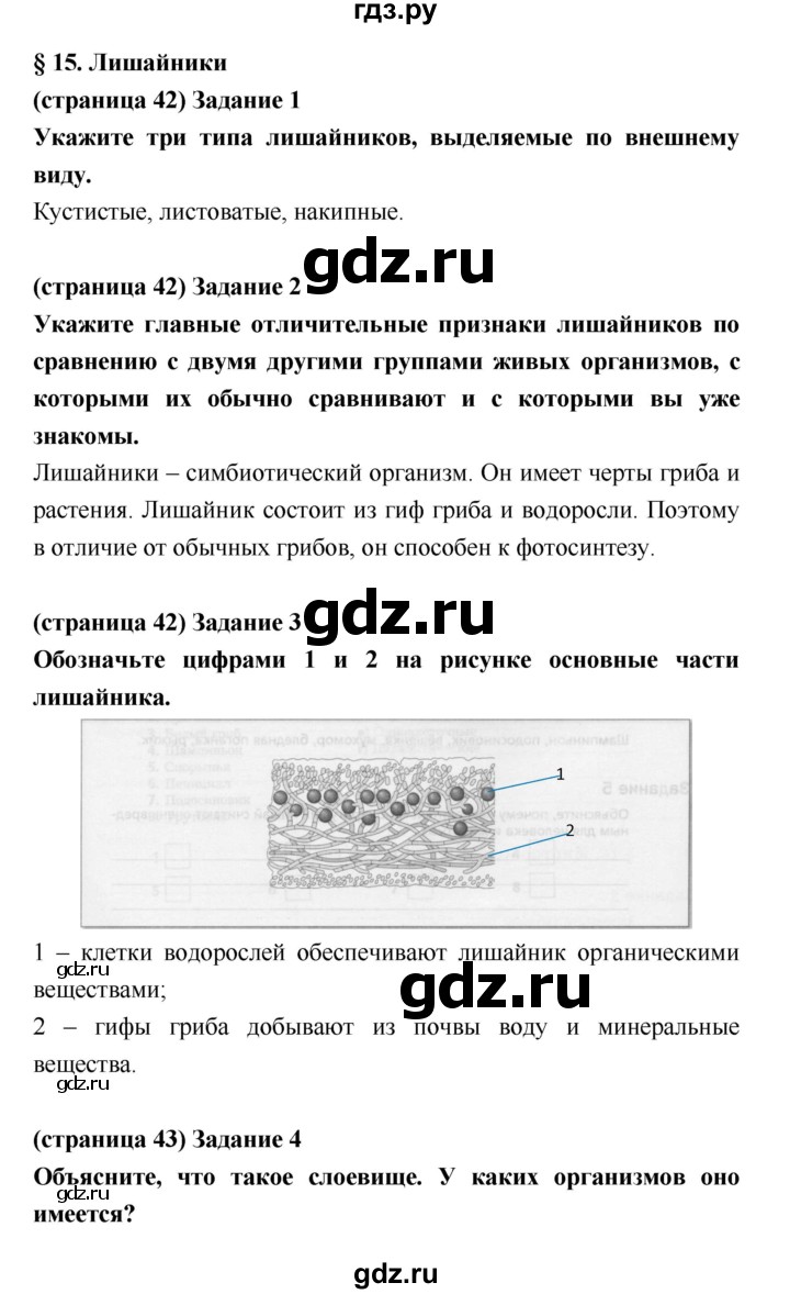 ГДЗ по биологии 5 класс Корнилова рабочая тетрадь  параграф - 15, Решебник №1