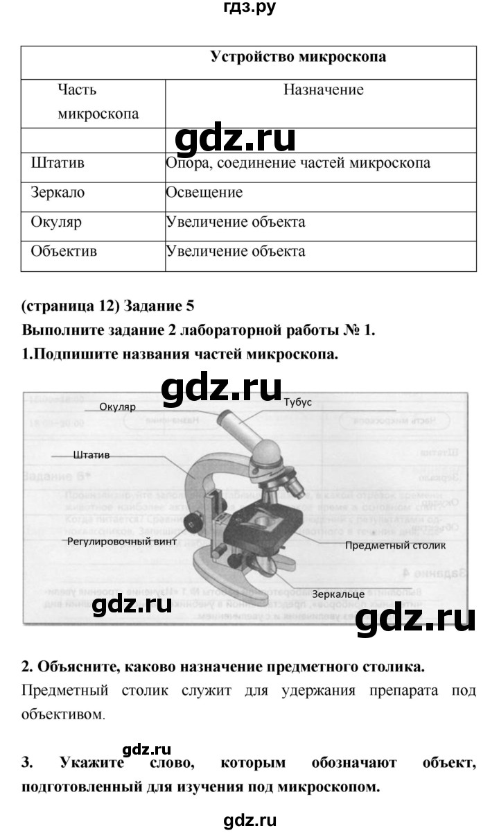 ГДЗ по биологии 5 класс Корнилова рабочая тетрадь  параграф - 4, Решебник №1