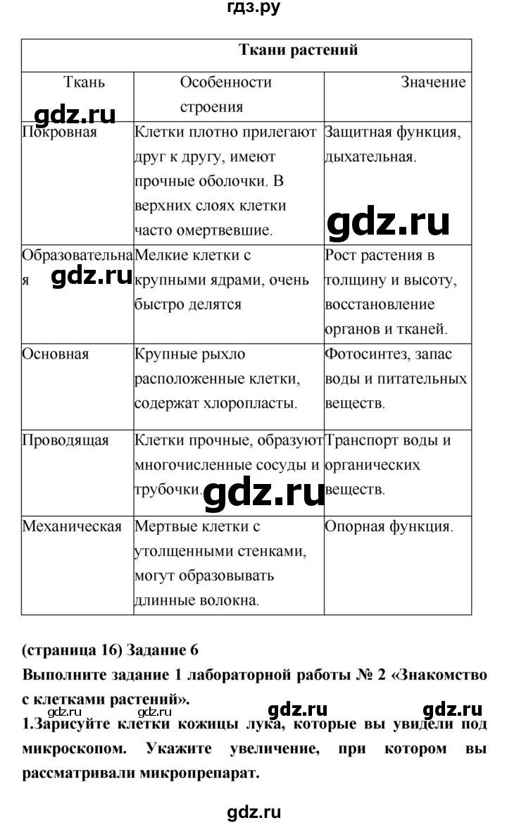 ГДЗ по биологии 5 класс Корнилова рабочая тетрадь  параграф - 5, Решебник №1