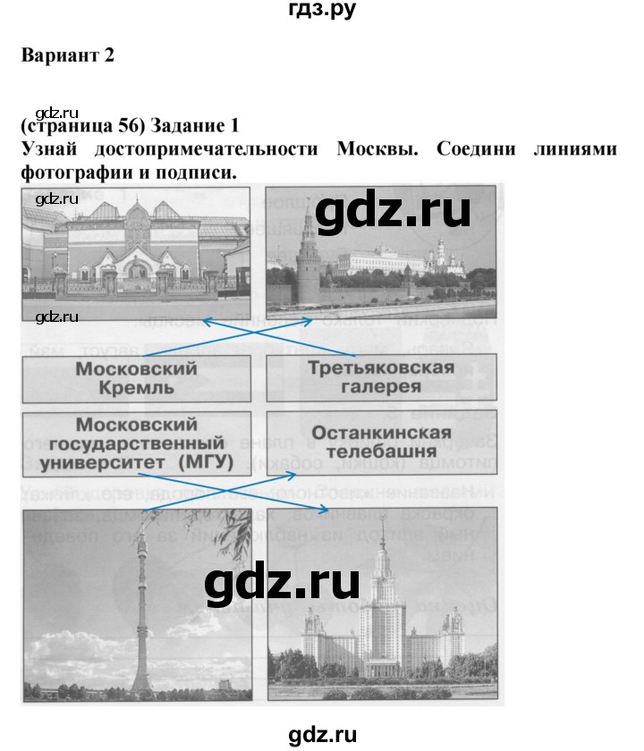 ГДЗ по окружающему миру 1 класс Плешаков проверочные работы  страница - 56, Решебник 2017