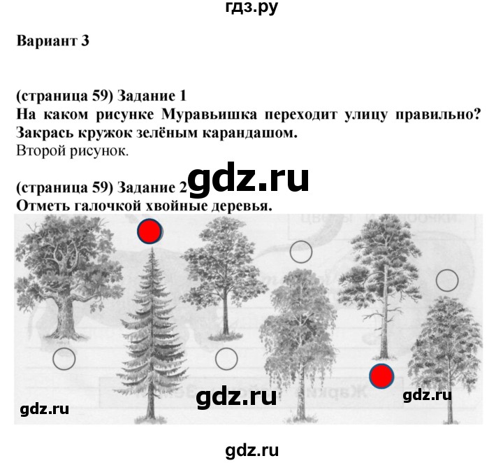 ГДЗ по окружающему миру 1 класс Плешаков проверочные работы  страница - 59, Решебник 2017