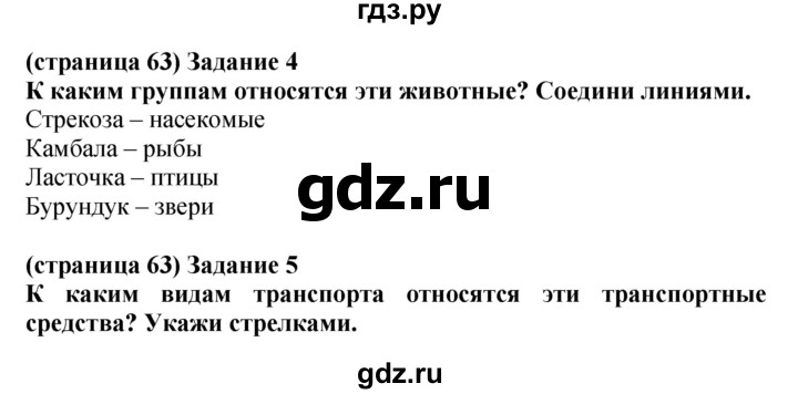 ГДЗ по окружающему миру 1 класс Плешаков проверочные работы  страница - 63, Решебник 2023