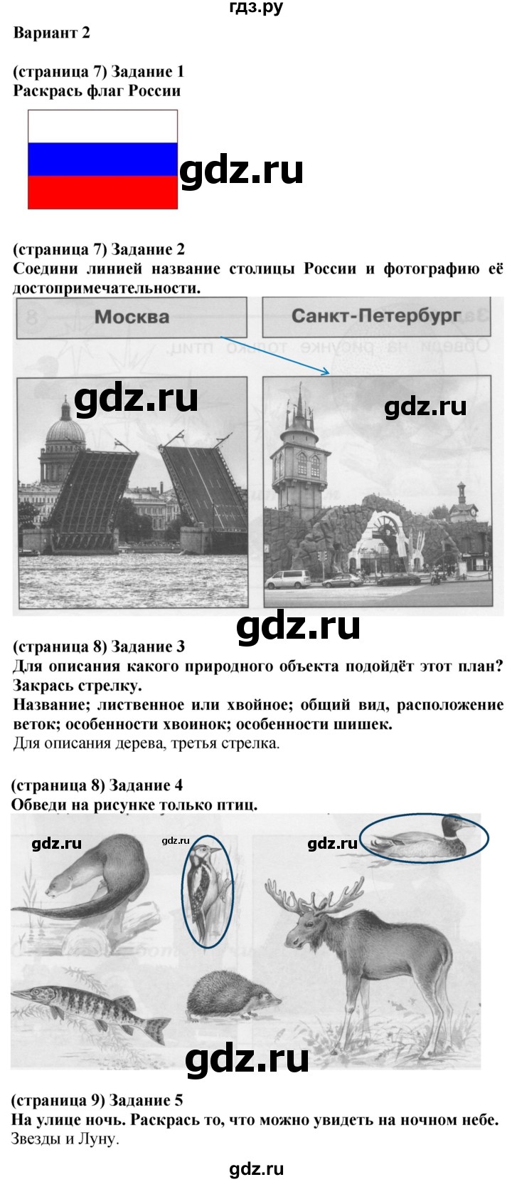 ГДЗ по окружающему миру 1 класс Плешаков проверочные работы  что и кто? - Вариант 2, Решебник 2023 №2