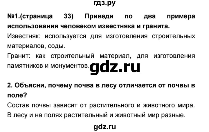 ГДЗ по окружающему миру 3 класс Вахрушев проверочные и контрольные работы  часть 2 Сизова (страница) - 33, Решебник