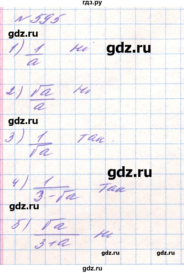 ГДЗ по алгебре 8 класс Тарасенкова   вправа - 595, Решебник