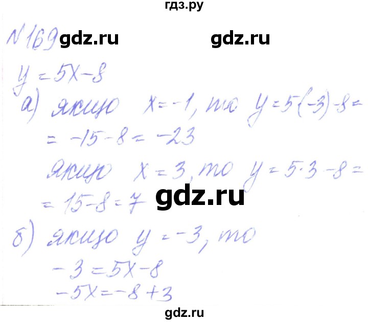 ГДЗ по алгебре 8 класс Кравчук   вправа - 169, Решебник