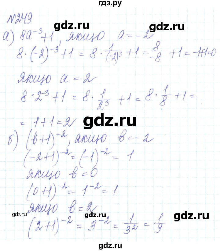 ГДЗ по алгебре 8 класс Кравчук   вправа - 249, Решебник
