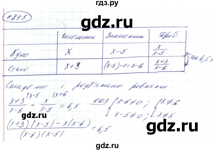 ГДЗ по алгебре 8 класс Кравчук   вправа - 845, Решебник