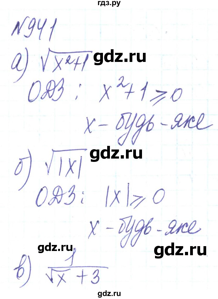 ГДЗ по алгебре 8 класс Кравчук   вправа - 941, Решебник