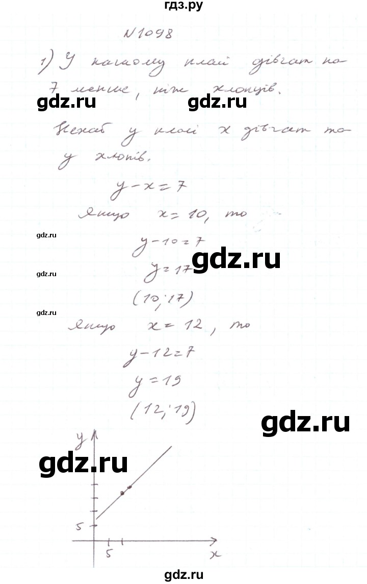 ГДЗ по алгебре 7 класс Тарасенкова   вправа - 1098, Решебник
