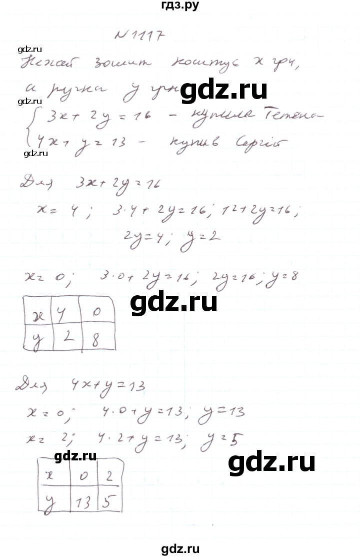 ГДЗ по алгебре 7 класс Тарасенкова   вправа - 1117, Решебник