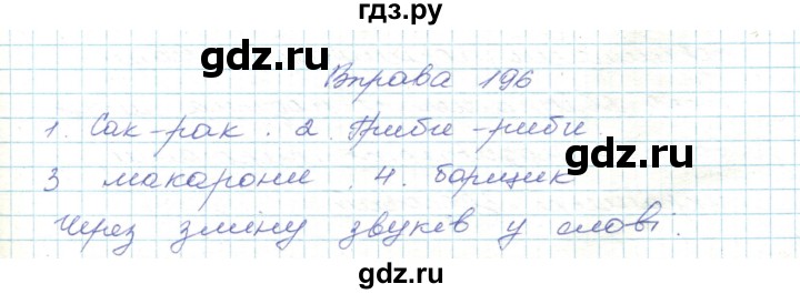 ГДЗ по украинскому языку 5 класс Ермоленко   вправа - 196, Решебник