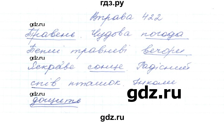 ГДЗ по украинскому языку 5 класс Ермоленко   вправа - 422, Решебник