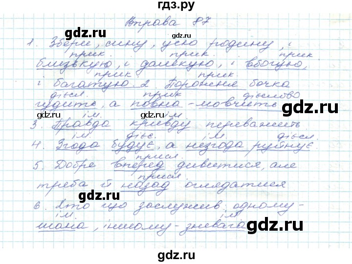ГДЗ по украинскому языку 5 класс Ермоленко   вправа - 87, Решебник